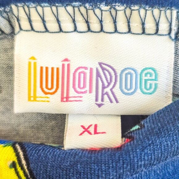 EUC LuLaRoe Azure Womens Knee Length Pull On Skirt Blue Hummingbird XL - Picture 3 of 4